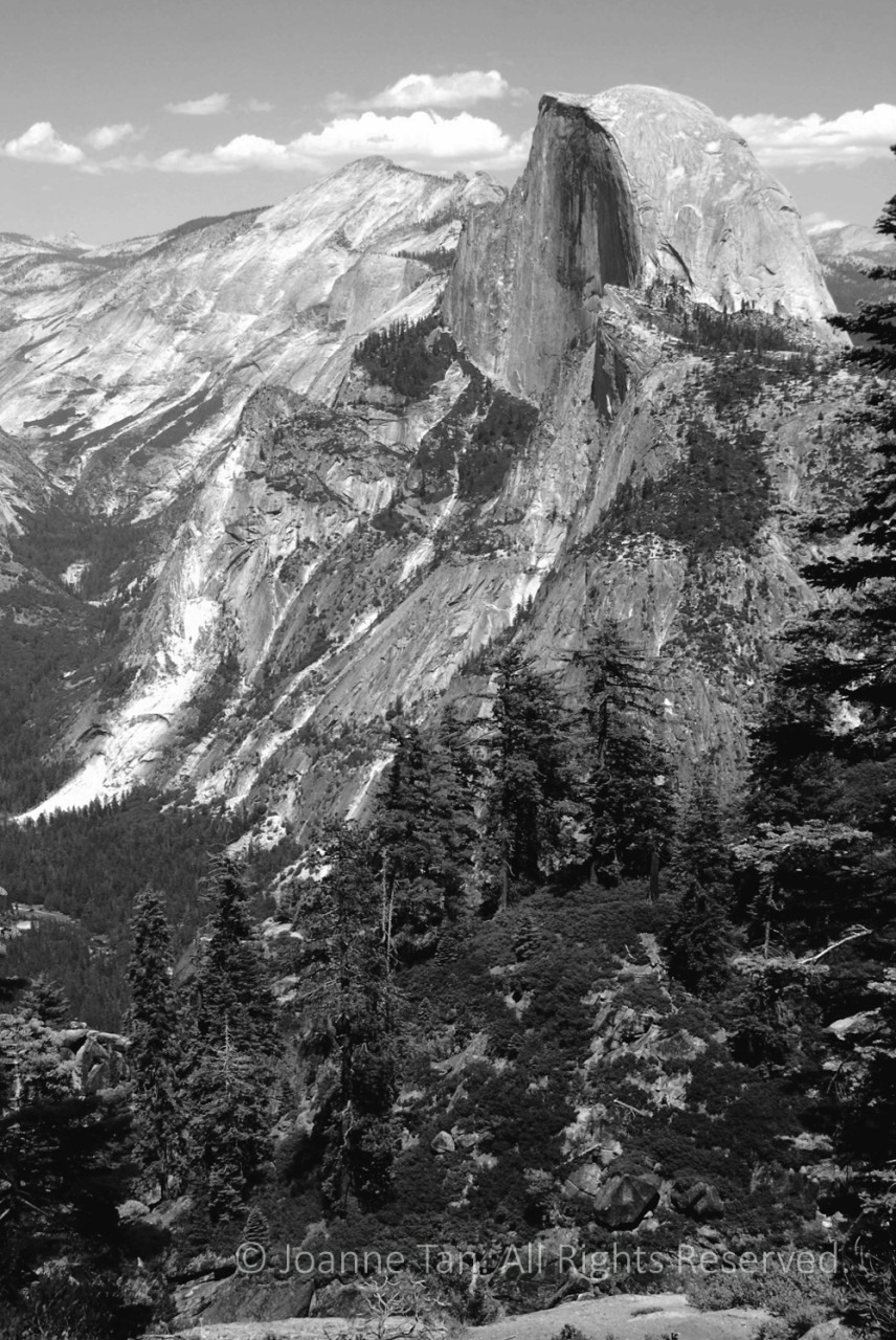 P-landscape-Half Dome, Yosemite, CA. Vertical, B&W