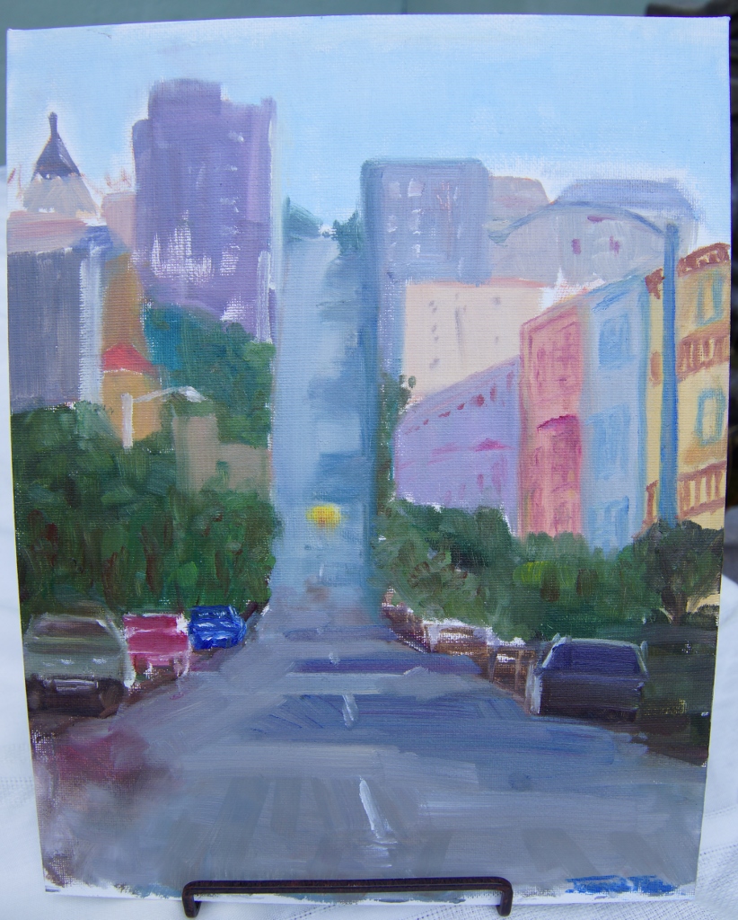 Oil Painting   (11X14) - San Francisco's Uphill Street  Scape