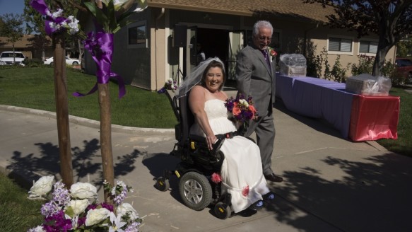 Wedding of a wheelchair bound couple